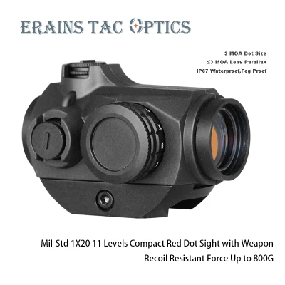 Erains Tac Optics Mil-Strd 전술 1X20 3moa IP67 11 레벨 컴팩트 레드 조명 총 레드 도트 스코프 조준 도트 레티클 시력